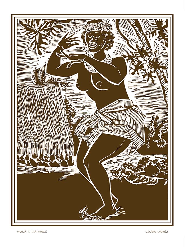 A14-L HULA I KA HALE (Hula at the House) by Hawaiʻi Artist Linda