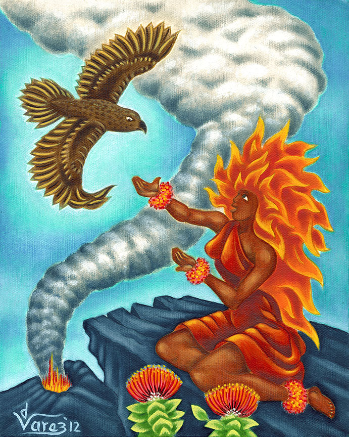 150 Pele and the ʻIo by Hawaiʻi Artist Dietrich Varez – Dietrich