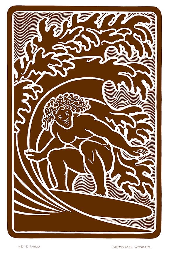 MA20 - HEʻE NALU (Surfing) by Hawaiʻi Artist Dietrich Varez