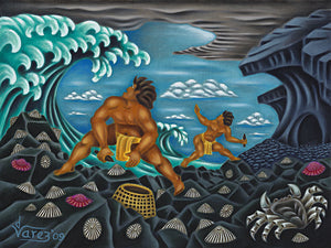 110 The 'Opihi Pickers by Hawaii Artist Dietrich Varez
