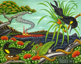 121 'O'o Birds at the Crater by Hawaii Artist Dietrich Varez