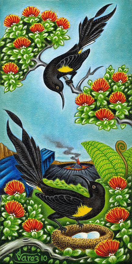 123 'O'o Birds at the Crater by Hawaii Artist Dietrich Varez
