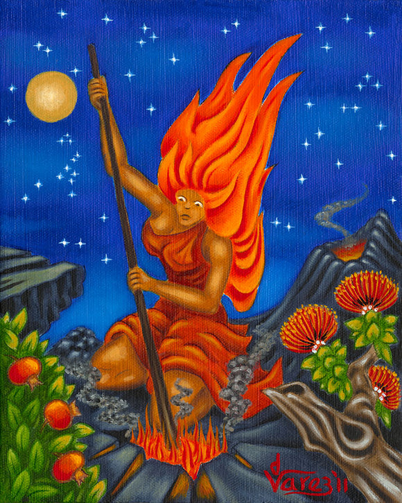 134 Pele Stirring the Fire by Hawaii Artist Dietrich Varez