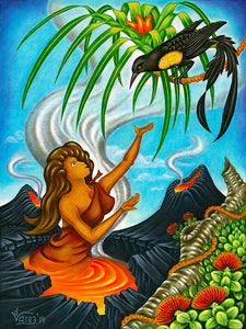 177 Pele and the O'o Bird by Hawaii Artist Dietrich Varez
