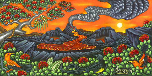 181 Sunset at the Volcano by Hawaii Artist Dietrich Varez