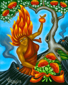 184LH Pele with Ohia Bouquet by Hawaii Artist Dietrich Varez