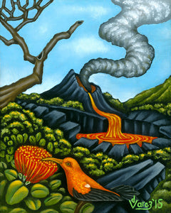 187LH 'I'iwi at the Crater by Hawaii Artist Dietrich Varez