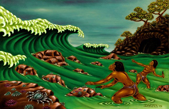 32 The 'Opihi Pickers by Hawaii Artist Dietrich Varez