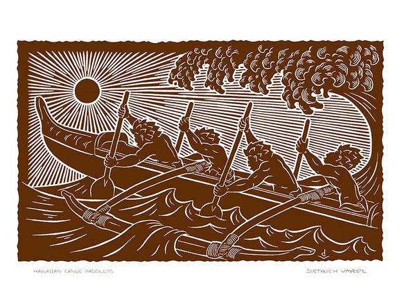 L90 Hawaiian Canoe Paddlers by Hawaii Artist Dietrich Varez